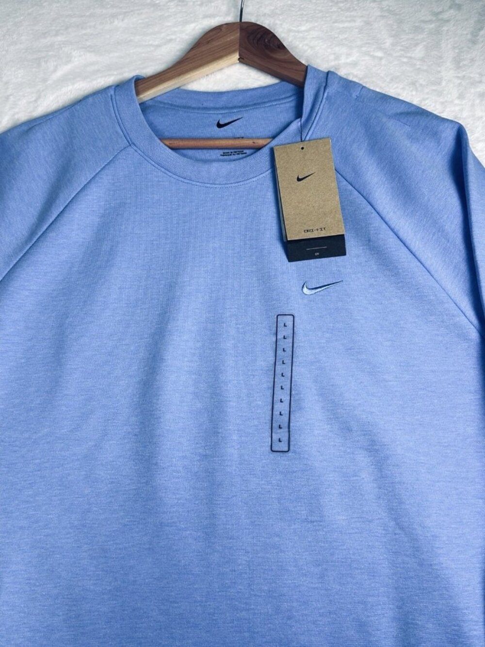Nike Mens Primary Fleece Dri-FIT UV Performance Crew Neck Blue Large Pockets NWT - Picture 7 of 16